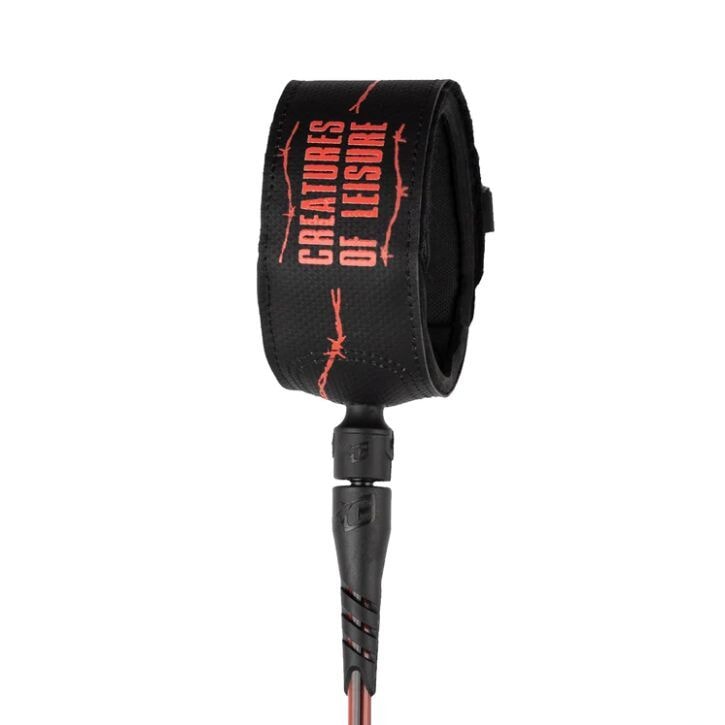 Creatures Of Leisure Superlite Pro 6 Leash Surfboard Legropes Creatures of Leisure Black Fluro Red BarbWire 